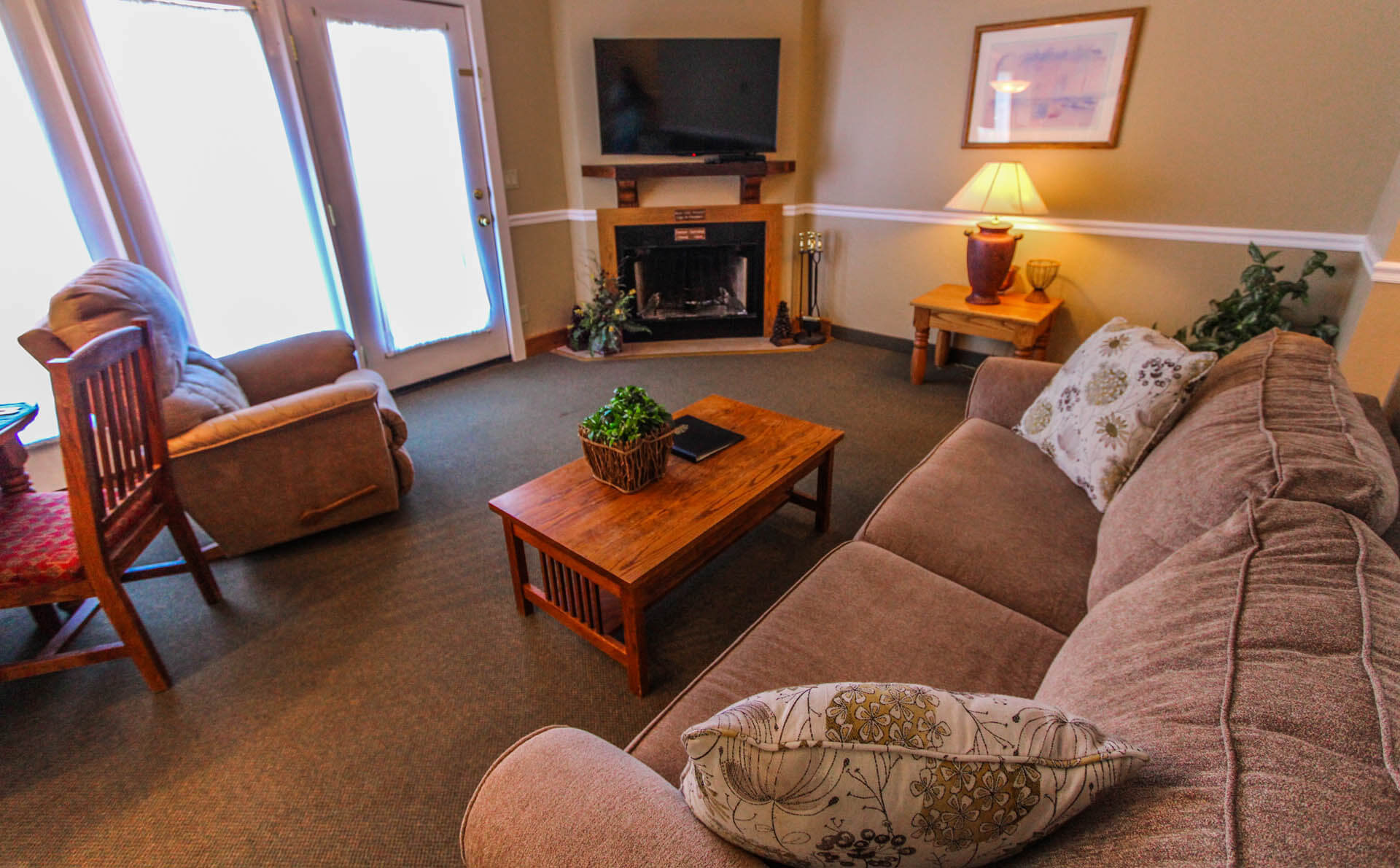 A cozy living room at VRI's Powder Ridge Village in Eden, Utah.